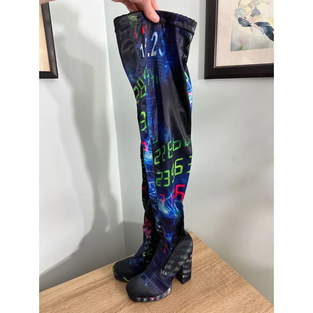 Dolls Kill Matrix Thigh High Boots size 5 Current Mood High Heel Platform Shoes